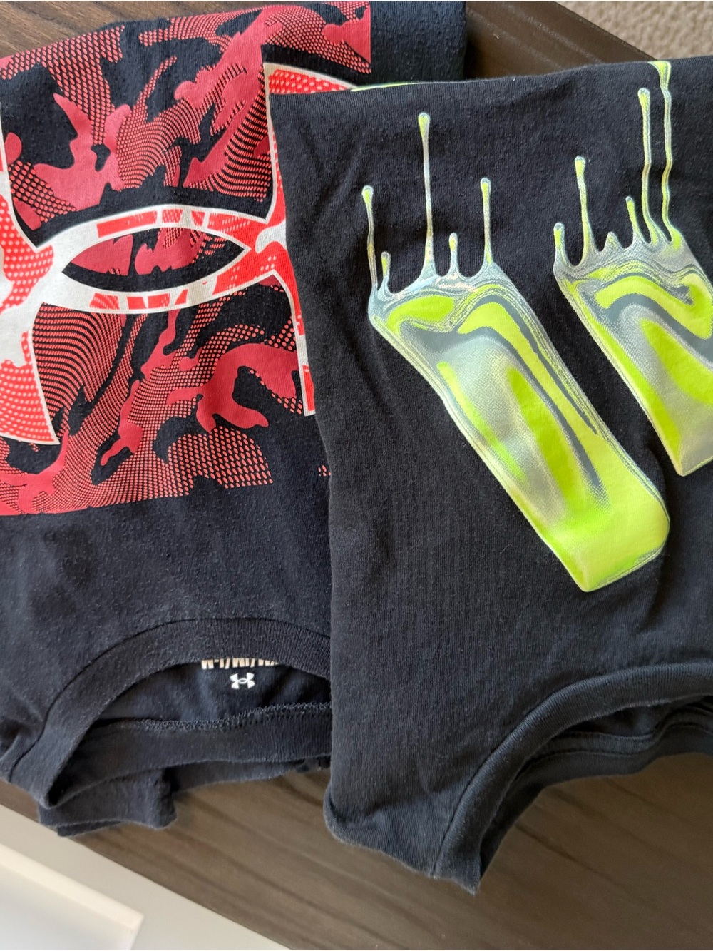 Under Armour Black Boxer Briefs with Neon Green and Red Graphic Accents